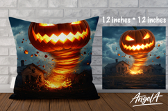 Halloween Pillow cover sublimation, horror pumpkin, tornado Product Image 1