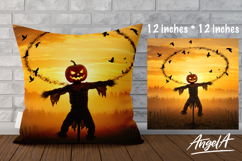 Halloween Pillow cover, pumpkin jack-o-lantern scarecrow PNG Product Image 1