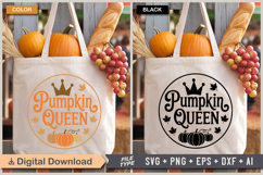 Pumpkin Queen SVG File | Fall Round Sign SVG Product Image 4