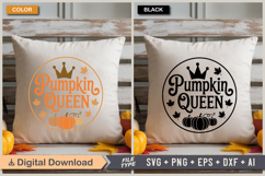 Pumpkin Queen SVG File | Fall Round Sign SVG Product Image 5