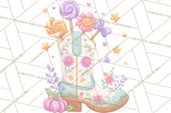 Pastel Pumpkin Rodeo Western Halloween PNG Clipart Product Image 4