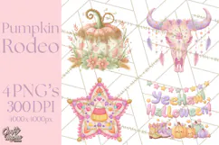 Pastel Pumpkin Rodeo Western Halloween PNG Clipart Product Image 1