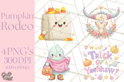 Pastel Pumpkin Rodeo Western Halloween PNG Clipart Product Image 1