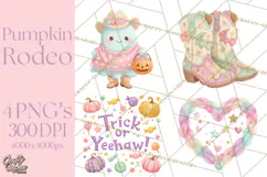 Pastel Pumpkin Rodeo Western Halloween PNG Clipart Product Image 1