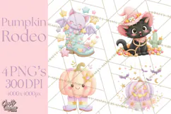 Pastel Pumpkin Rodeo Western Halloween PNG Clipart Product Image 1