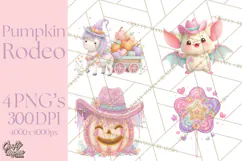 Pastel Pumpkin Rodeo Western Halloween PNG Clipart Product Image 1