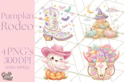 Pastel Pumpkin Rodeo Western Halloween PNG Clipart Product Image 1