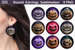 Pumpkin Halloween Round Earrings | 3D Pumpkin earrings Product Image 1