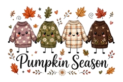 Pumpkin Season Cute Cozy Sweater PNG Sublimation Design Product Image 1