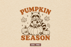 Pumpkin Season SVG PNG, Cute Raccoon Design, Cozy Autumn Product Image 1