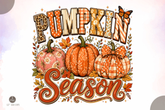 Pumpkin Season PNG, Retro Floral Fall Design Product Image 1