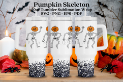 pumpkin skeleton halloween 40oz quencher tumbler sublimation wrap uv dtf wrap SVG high resolution transparent background