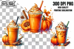 Pumpkin Spice Kawaii PNG SUBLIMATION 3 PNGs Product Image 1
