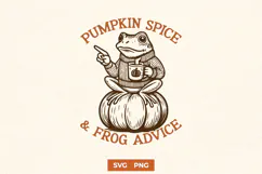Pumpkin Spice Frog SVG PNG | Funny Autumn Frog Cute Clipart Product Image 1