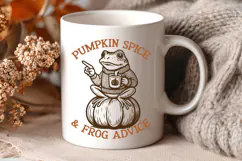 Pumpkin Spice Frog SVG PNG | Funny Autumn Frog Cute Clipart Product Image 3