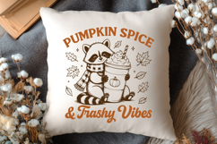Pumpkin Spice and Trashy Vibes SVG PNG, Funny Fall Raccoon Product Image 3