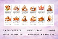 Pumpkin Spice Clipart Watercolor Autumn Sublimation Bundle