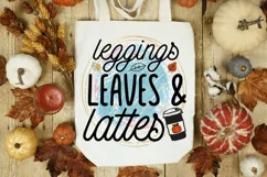Leggings Leaves & Lattes Sublimation, Fall PNG Product Image 2