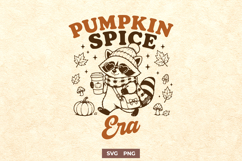 Pumpkin Spice Era SVG PNG, Cute Raccoon Cozy Fall Design Product Image 1