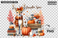 deer pumpkin spice clipart, fall season png, woodland deer sublimation, autumn pumpkin spice design, rustic fall deer clipart, thanksgiving deer png, cozy autumn sublimation, woodland animal fall design, pumpkin spice latte clipart, farmhouse fall png