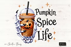 Skeleton Pumpkin Spice Life PNG | Halloween PNG Product Image 4