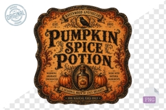 Pumpkin Spice Potion Vintage Halloween Apothecary PNG Product Image 1