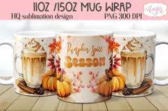 Pumpkin spice season mug wrap PNG for sublimation, Fall mug Product Image 1