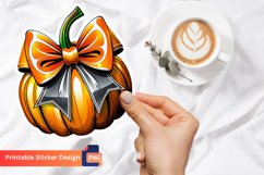 Pumpkin Sticker Design, Pumpkin Bow Sticker Printable Product Image 1