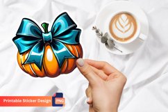 Pumpkin Bow Sticker, Fall Harvest Bow Sticker Product Image 1