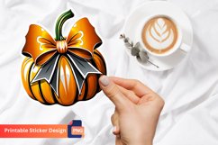 Pumpkin Sticker Design, Pumpkin Bow Sticker Printable Product Image 1