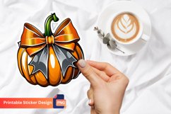Pumpkin Sticker Design, Pumpkin Bow Sticker Printable Product Image 1