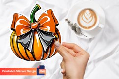 Pumpkin Sticker Design, Pumpkin Bow Sticker Printable Product Image 1