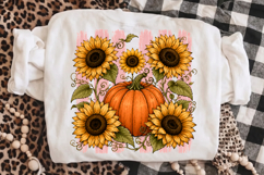 Pumpkin Sunflower PNG,Fall Floral Sublimation Design Product Image 3