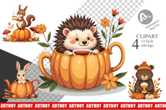 Pumpkin Tea Animals Clipart Product Image 1