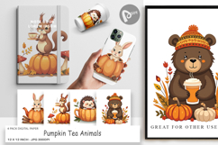 Digital Paper Pumpkin Tea Animals Product Image 1
