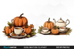 Watercolor Pumpkin Tea Graphics Clipart Product Image 1