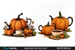 Watercolor Pumpkin Tea Graphics Clipart Product Image 1