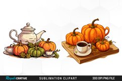 Watercolor Pumpkin Tea Graphics Clipart Product Image 1