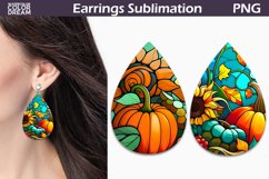 Fall Stained Glass Teardrop Earrings | Pumpkin Earrings Product Image 1