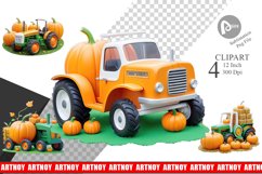 Clipart Pumpkin Tractor Product Image 1