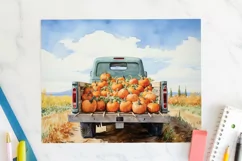Fall Truck 20oz Tumbler Wrap JPG Autumn Sublimation Designs Product Image 1