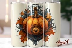 Orange pumpkin 20 OZ tumbler sublimation wrap / steampunk Product Image 1