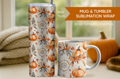 Fall tumbler wrap, Pumpkin mug wrap, Thanksgiving Pumpkin Product Image 1
