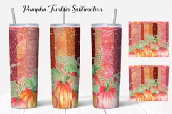 Pumpkin Sublimation Design. Fall Skinny Tumbler Wrap Product Image 1