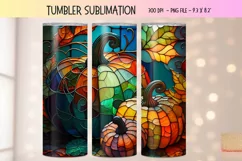 Pumpkin Tumbler Sublimation Stained Glass Tumbler Wrap