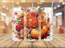 Fall Tumbler Wrap | Pumpkin Sublimation Png Product Image 4