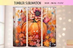  Pumpkin Tumbler Wrap  Watercolor Tumbler Sublimation Fall
