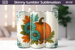 Fall Pumpkin Floral Tumbler | Thanksgiving Tumbler Product Image 1