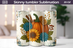 Fall Pumpkin Floral Tumbler | Thanksgiving Tumbler Product Image 1