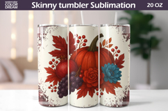 Fall Pumpkin Floral Tumbler | Thanksgiving Tumbler Product Image 1